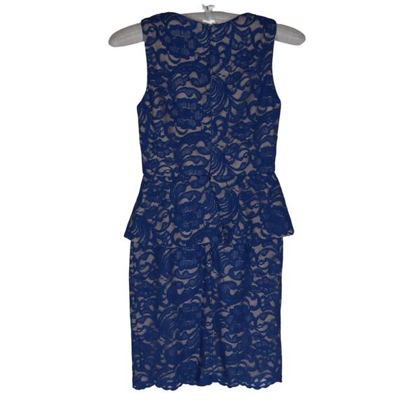 Cache Blue Lace Peplum Cocktail Dress Size 2 - Picture 2 of 7